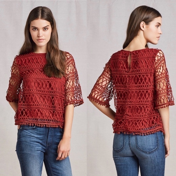 Tularosa Tops - Tularosa Cannes Crochet Lace Long Sleeve Top